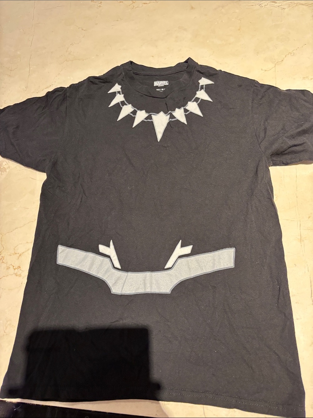 Marvel Black Short Sleeve Tee with Silver Chest Graphics